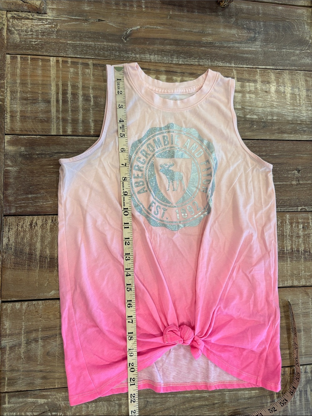 Abercrombie Kids Ombre Logo Tank Top Pink Graphic Girls Size 13/14 - Picture 8 of 8